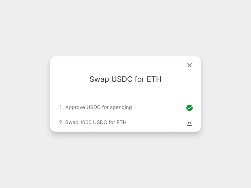 交换代币时，通知用户每个步骤